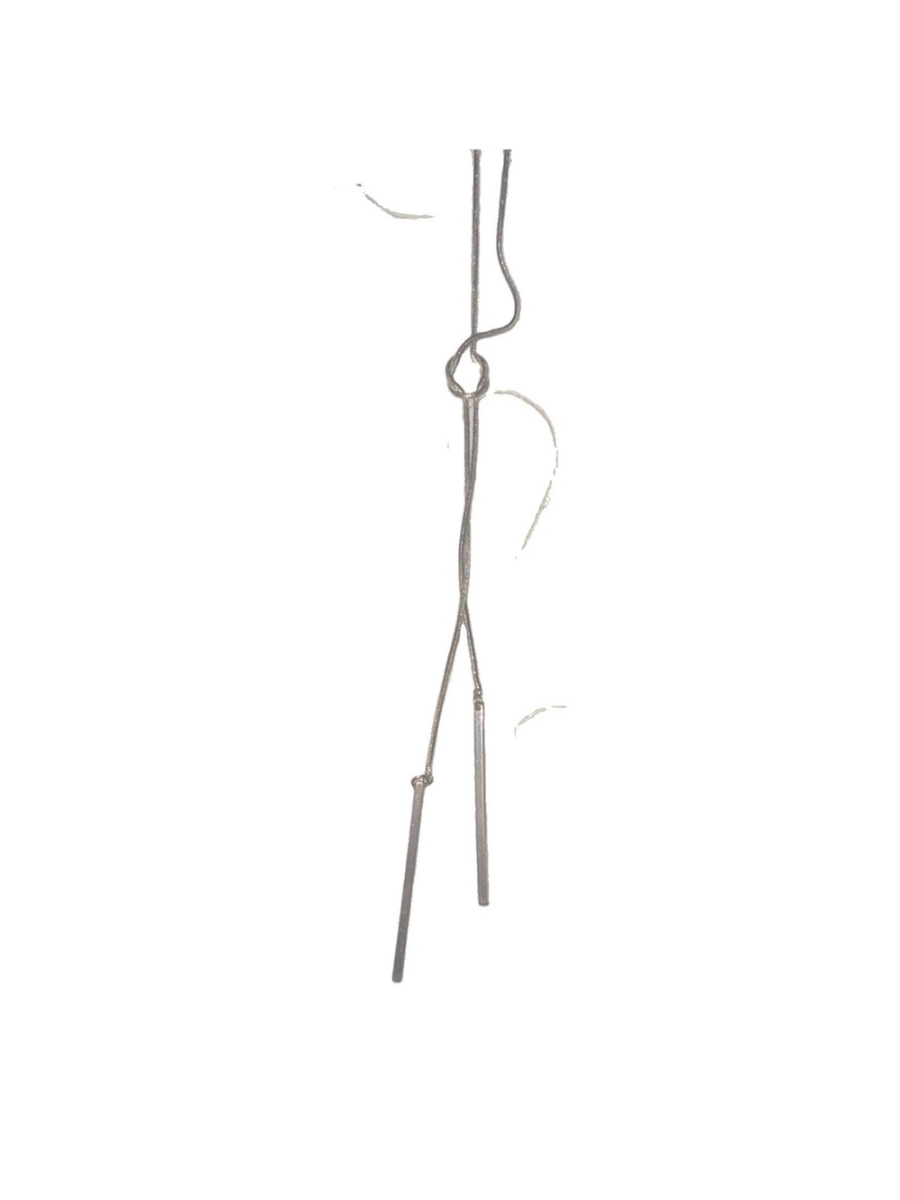 Minimal Silver Lariat Necklace with Sliding Knot - Sleek Silver Long Pendant